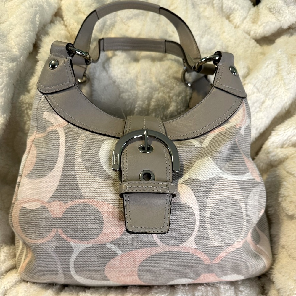EUC Coach gray white and peach shoulder bag